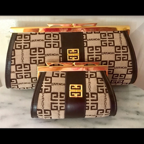 Givenchy Handbags - Vintage Givenchy Monogram Clutch and Coin Purse